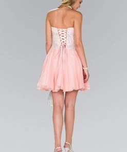 Elizabeth K - GS2391 Embellished Sweetheart Chiffon A-line Dress