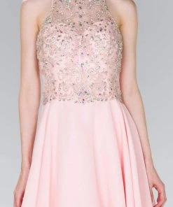 Elizabeth K - GS2395 Jewel Adorned Illusion Chiffon Dress Cocktail Dresses 20 Elizabeth K - GS2395 Jewel Adorned Illusion Chiffon Dress Cocktail Dresses