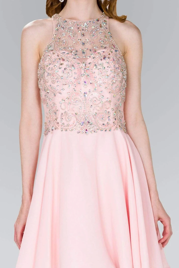 Elizabeth K - GS2395 Jewel Adorned Illusion Chiffon Dress Cocktail Dresses 9 Elizabeth K - GS2395 Jewel Adorned Illusion Chiffon Dress Cocktail Dresses