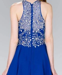 Elizabeth K - GS2395 Jewel Adorned Illusion Chiffon Dress Cocktail Dresses 25 Elizabeth K - GS2395 Jewel Adorned Illusion Chiffon Dress Cocktail Dresses