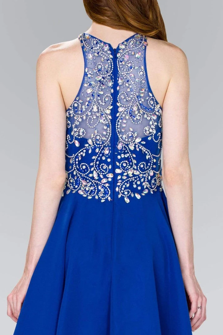 Elizabeth K - GS2395 Jewel Adorned Illusion Chiffon Dress Cocktail Dresses 14 Elizabeth K - GS2395 Jewel Adorned Illusion Chiffon Dress Cocktail Dresses