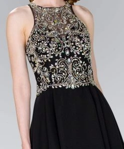 Elizabeth K - GS2395 Jewel Adorned Illusion Chiffon Dress Cocktail Dresses 16 Elizabeth K - GS2395 Jewel Adorned Illusion Chiffon Dress Cocktail Dresses