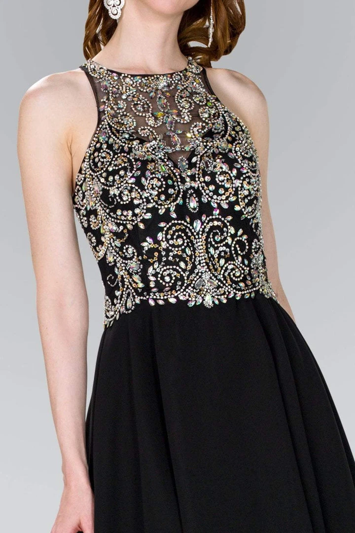 Elizabeth K - GS2395 Jewel Adorned Illusion Chiffon Dress Cocktail Dresses 5 Elizabeth K - GS2395 Jewel Adorned Illusion Chiffon Dress Cocktail Dresses