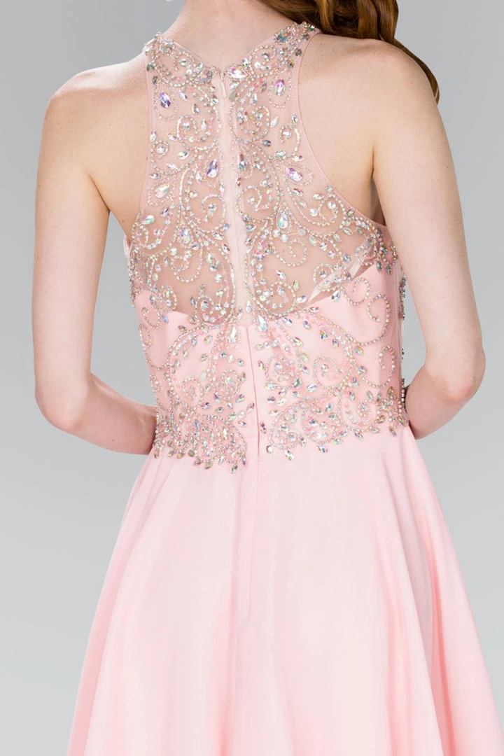 Elizabeth K - GS2395 Jewel Adorned Illusion Chiffon Dress Cocktail Dresses 10 Elizabeth K - GS2395 Jewel Adorned Illusion Chiffon Dress Cocktail Dresses