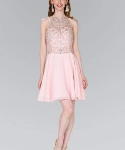 Elizabeth K - GS2395 Jewel Adorned Illusion Chiffon Dress Cocktail Dresses 18 Elizabeth K - GS2395 Jewel Adorned Illusion Chiffon Dress Cocktail Dresses