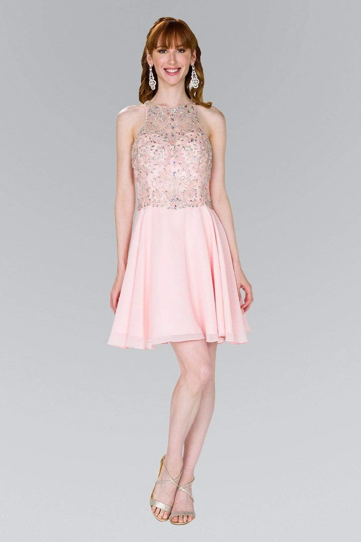 Elizabeth K - GS2395 Jewel Adorned Illusion Chiffon Dress Cocktail Dresses 7 Elizabeth K - GS2395 Jewel Adorned Illusion Chiffon Dress Cocktail Dresses