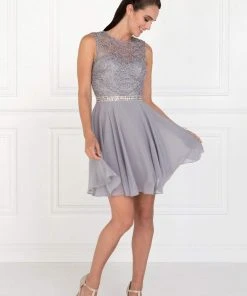Elizabeth K - GS2410 Diamond Cutout Back Lace Chiffon Cocktail Dress Cocktail Dresses 19 Elizabeth K - GS2410 Diamond Cutout Back Lace Chiffon Cocktail Dress Cocktail Dresses