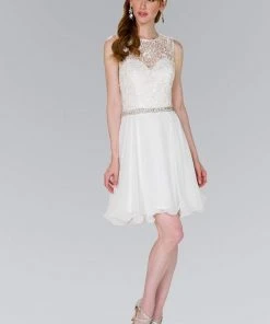 Elizabeth K - GS2410 Diamond Cutout Back Lace Chiffon Cocktail Dress Cocktail Dresses 20 Elizabeth K - GS2410 Diamond Cutout Back Lace Chiffon Cocktail Dress Cocktail Dresses