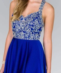 Cocktail Dresses Elizabeth K - GS2412 Beaded V-neck Chiffon A-line Dress