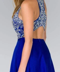 Cocktail Dresses Elizabeth K - GS2412 Beaded V-neck Chiffon A-line Dress