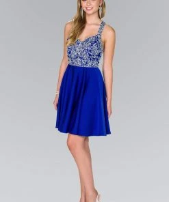Cocktail Dresses Elizabeth K - GS2412 Beaded V-neck Chiffon A-line Dress