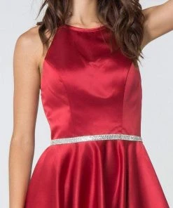 Elizabeth K - GS2851 Halter Bodice Strappy Back Dress Cocktail Dresses