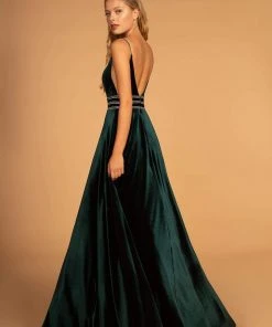 Elizabeth K - Illusion Plunging Velvet Long Gown GL2584 7 Elizabeth K - Illusion Plunging Velvet Long Gown GL2584