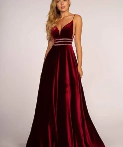Elizabeth K - Illusion Plunging Velvet Long Gown GL2584 8 Elizabeth K - Illusion Plunging Velvet Long Gown GL2584