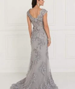 Elizabeth K - Lace Embroidered Long Sheath Dress GL1540 Formal Gowns 8 Elizabeth K - Lace Embroidered Long Sheath Dress GL1540 Formal Gowns