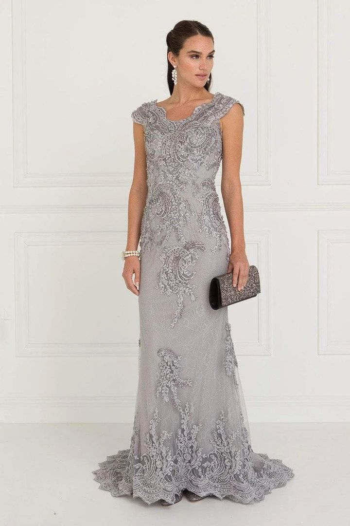 Elizabeth K - Lace Embroidered Long Sheath Dress GL1540 Formal Gowns 3 Elizabeth K - Lace Embroidered Long Sheath Dress GL1540 Formal Gowns