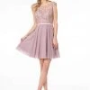 Elizabeth K - Sleeveless Lace Chiffon Dress GS2807 - 1 Pc Mauve In Size L Available Cocktail Dresses