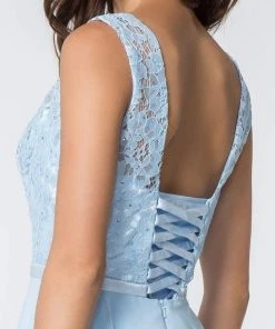 Elizabeth K - Sleeveless Lace Chiffon Dress GS2807 - 1 Pc Mauve In Size L Available Cocktail Dresses