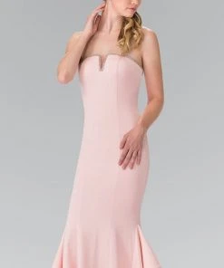 Elizabeth K Strapless Ruffle Accented Mermaid Gown - 1 Pc. Blush In Size XL Available Formal Gowns