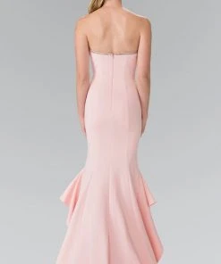 Elizabeth K Strapless Ruffle Accented Mermaid Gown - 1 Pc. Blush In Size XL Available Formal Gowns