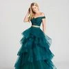 Ellie Wilde - EW118040 Two-Piece Lace Off-Shoulder Tiered A-Line Gown Formal Gowns 2 Ellie Wilde - EW118040 Two-Piece Lace Off-Shoulder Tiered A-Line Gown Formal Gowns