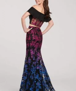 Ellie Wilde - EW119056 Ombre Sequined Lace Two Piece Mermaid Dress