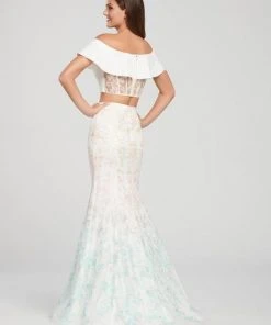 Ellie Wilde - EW119056 Ombre Sequined Lace Two Piece Mermaid Dress