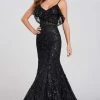 Formal Gowns Ellie Wilde - EW120082 Sequin Embellished Ruffled V-Neck Dress