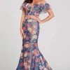 Ellie Wilde - EW120099 Off-Shoulder 2-Piece Novelty Lace Trumpet Dress Formal Gowns
