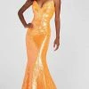 Ellie Wilde - EW122031 Fully Sequined Sleeveless Long Gown - 1 Pc Orange In Size 6 Available 2 Ellie Wilde - EW122031 Fully Sequined Sleeveless Long Gown - 1 Pc Orange In Size 6 Available