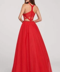 Ellie Wilde - V-Neck Racerback Glitter Tulle Ballgown EW119090 - 1 Pc Hot Pink In Size 2 Available Formal Gowns 8 Ellie Wilde - V-Neck Racerback Glitter Tulle Ballgown EW119090 - 1 Pc Hot Pink In Size 2 Available Formal Gowns