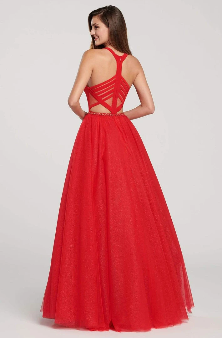 Ellie Wilde - V-Neck Racerback Glitter Tulle Ballgown EW119090 - 1 Pc Hot Pink In Size 2 Available Formal Gowns 4 Ellie Wilde - V-Neck Racerback Glitter Tulle Ballgown EW119090 - 1 Pc Hot Pink In Size 2 Available Formal Gowns