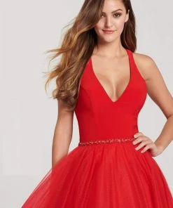 Ellie Wilde - V-Neck Racerback Glitter Tulle Ballgown EW119090 - 1 Pc Hot Pink In Size 2 Available Formal Gowns 9 Ellie Wilde - V-Neck Racerback Glitter Tulle Ballgown EW119090 - 1 Pc Hot Pink In Size 2 Available Formal Gowns