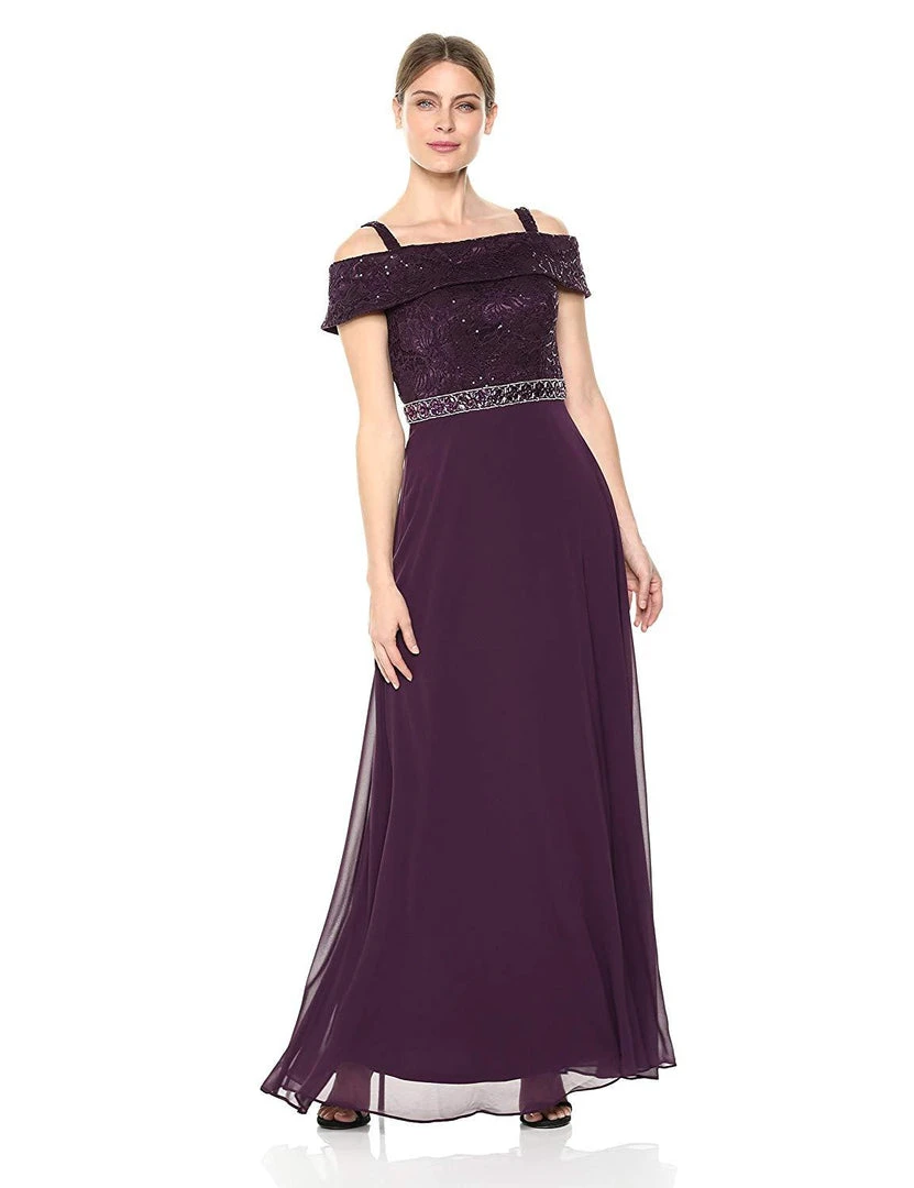 Emma Street - 1111199 Off Shoulder Embellished Lace And Chiffon Dress Formal Gowns 3 Emma Street - 1111199 Off Shoulder Embellished Lace And Chiffon Dress Formal Gowns