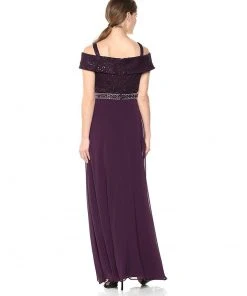 Emma Street - 1111199 Off Shoulder Embellished Lace And Chiffon Dress Formal Gowns 8 Emma Street - 1111199 Off Shoulder Embellished Lace And Chiffon Dress Formal Gowns