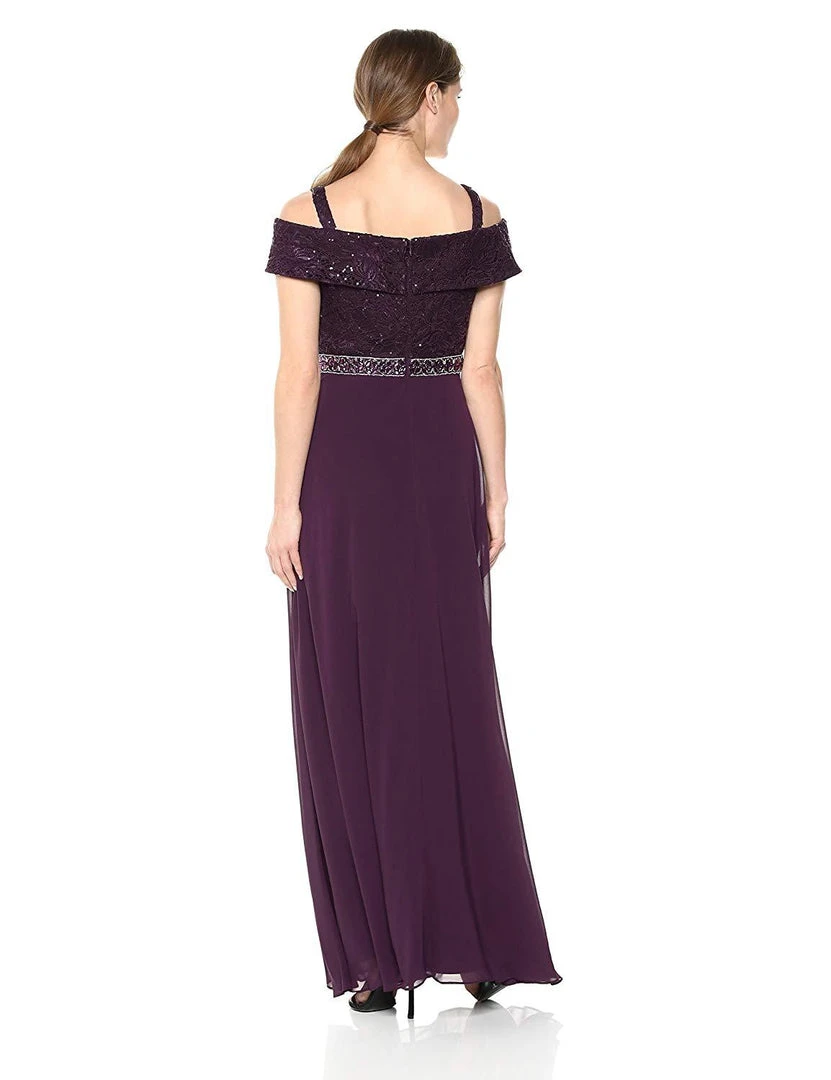 Emma Street - 1111199 Off Shoulder Embellished Lace And Chiffon Dress Formal Gowns 4 Emma Street - 1111199 Off Shoulder Embellished Lace And Chiffon Dress Formal Gowns