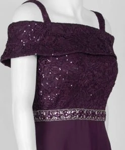 Emma Street - 1111199 Off Shoulder Embellished Lace And Chiffon Dress Formal Gowns 9 Emma Street - 1111199 Off Shoulder Embellished Lace And Chiffon Dress Formal Gowns