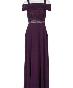 Emma Street - 1111199 Off Shoulder Embellished Lace And Chiffon Dress Formal Gowns 10 Emma Street - 1111199 Off Shoulder Embellished Lace And Chiffon Dress Formal Gowns