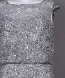 Emma Street - 1111260 Sequin Detail Embellished Mesh Overlay Dress Formal Gowns