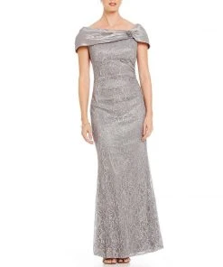 Formal Gowns Emma Street - Floral Laced Asymmetric Neck Sheath Dress ES711 6 Formal Gowns Emma Street - Floral Laced Asymmetric Neck Sheath Dress ES711