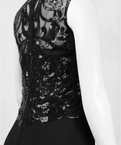 Emma Street - Sequined Illusion Jewel Neck Jersey Dress ES590 Formal Gowns