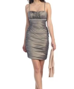 Cocktail Dresses Eureka Fashion - 1646 Short Taffeta Rhinestone Beaded Cocktail Dress