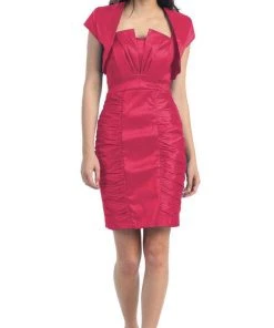 Eureka Fashion - 1818 Taffeta Sheath Cocktail Dress With Bolero Cocktail Dresses