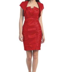 Eureka Fashion - 1818 Taffeta Sheath Cocktail Dress With Bolero Cocktail Dresses