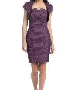 Eureka Fashion - 1818 Taffeta Sheath Cocktail Dress With Bolero Cocktail Dresses