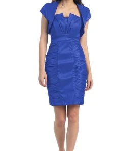 Eureka Fashion - 1818 Taffeta Sheath Cocktail Dress With Bolero Cocktail Dresses