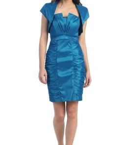 Eureka Fashion - 1818 Taffeta Sheath Cocktail Dress With Bolero Cocktail Dresses