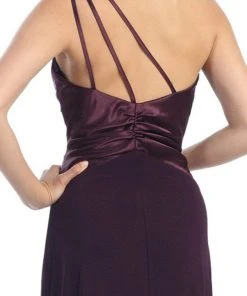 Formal Gowns Eureka Fashion - 1888 Brooch-Accented Asymmetrical Paneled Gown