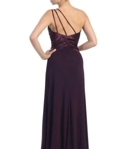 Formal Gowns Eureka Fashion - 1888 Brooch-Accented Asymmetrical Paneled Gown