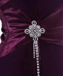 Formal Gowns Eureka Fashion - 1888 Brooch-Accented Asymmetrical Paneled Gown
